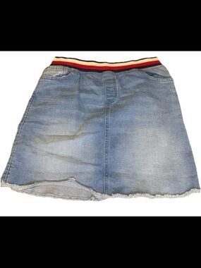 Tommy Hilfigure Denim Skirt W Striped Elastic Waistband Girls XL 16